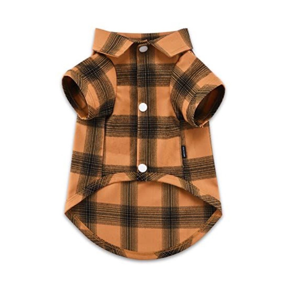 Koneseve Dog Shirt Plaid Pet Clothes Yellow‎ Black Grid Puppy Outfit 2XL